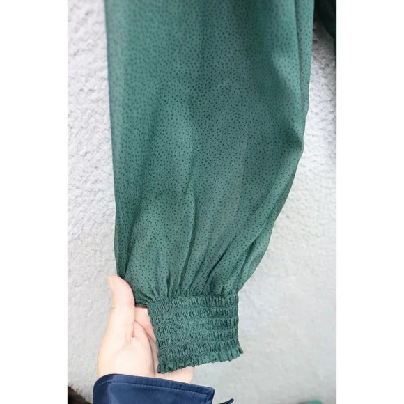 Abercrombie and Fitch Smocked Chiffon Women's Top-Size Medium-Balloon Sleeves - Picture 5 of 7